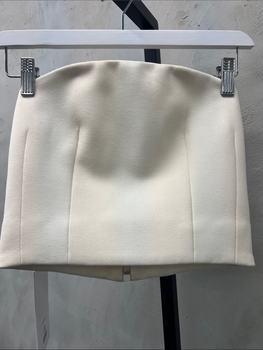 WARDROBE.NYC Cream Textured Mini Skirt